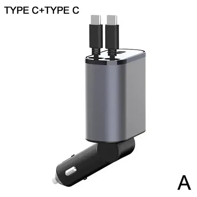 Versatile 100W Car Charger with Retractable Cable - Eritas London