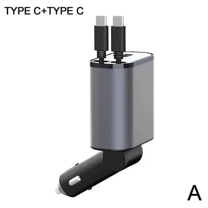 Versatile 100W Car Charger with Retractable Cable - Eritas London