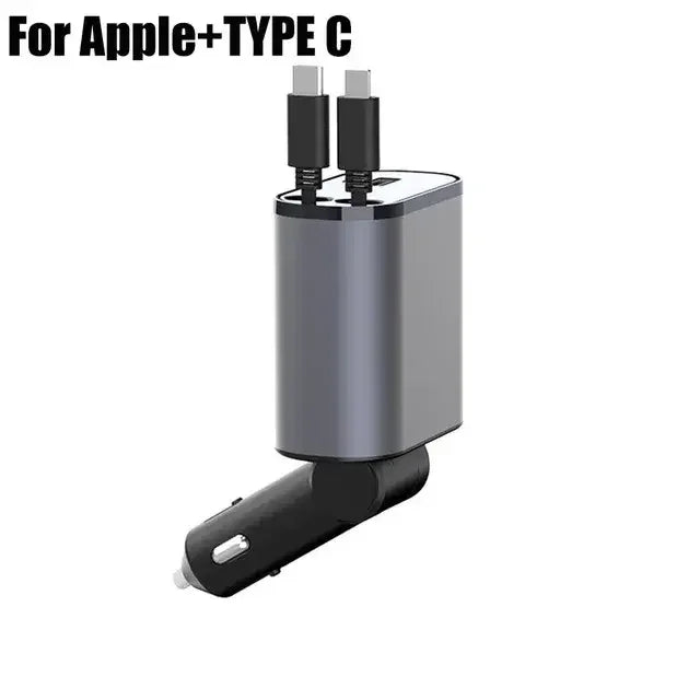 Versatile 100W Car Charger with Retractable Cable - Eritas London